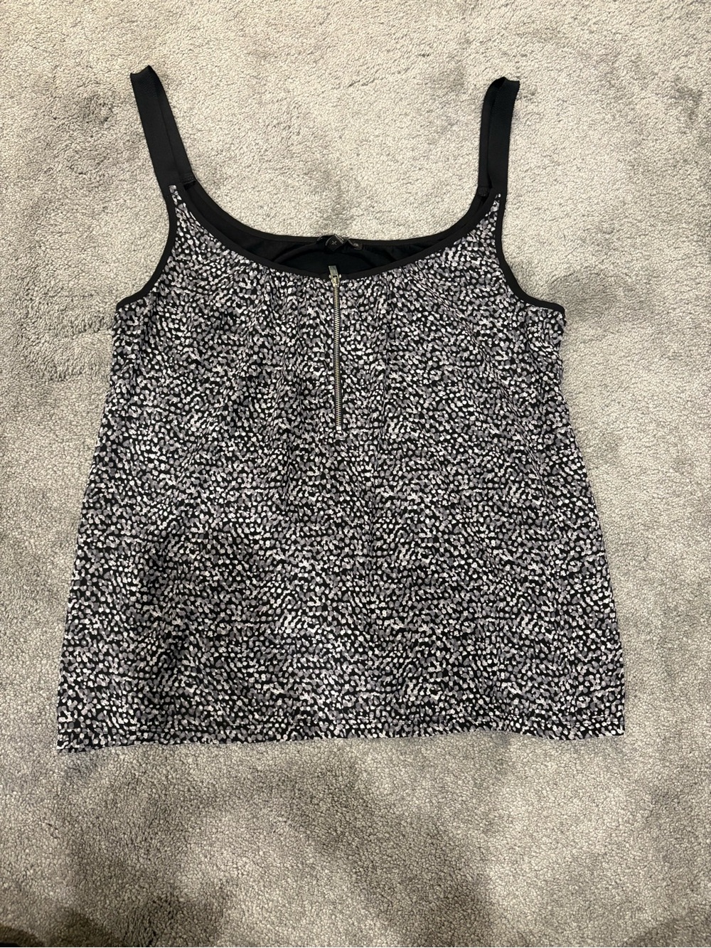 Express Black and White Printed Camisole with Front Zip